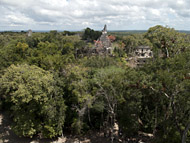 Central Plaza at Tikal Ruins - tikal mayan ruins,tikal mayan temple,mayan temple pictures,mayan ruins photos